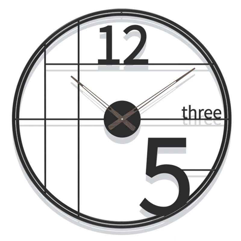 Alphabetic Metal Round Wall Clock (Black)