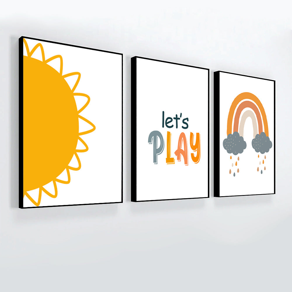 A Balloon And A Rainbow With The Words Sweet Dreams, Kids Room Wall Frame Set Of 3 Secondary image