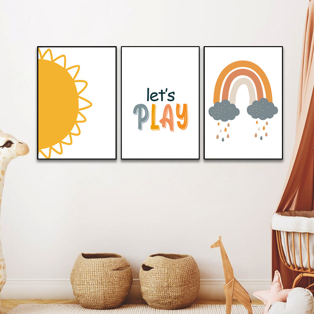 A Balloon And A Rainbow With The Words Sweet Dreams, Kids Room Wall Frame Set Of 3 Main image