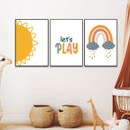 A Balloon And A Rainbow With The Words Sweet Dreams, Kids Room Wall Frame Set Of 3