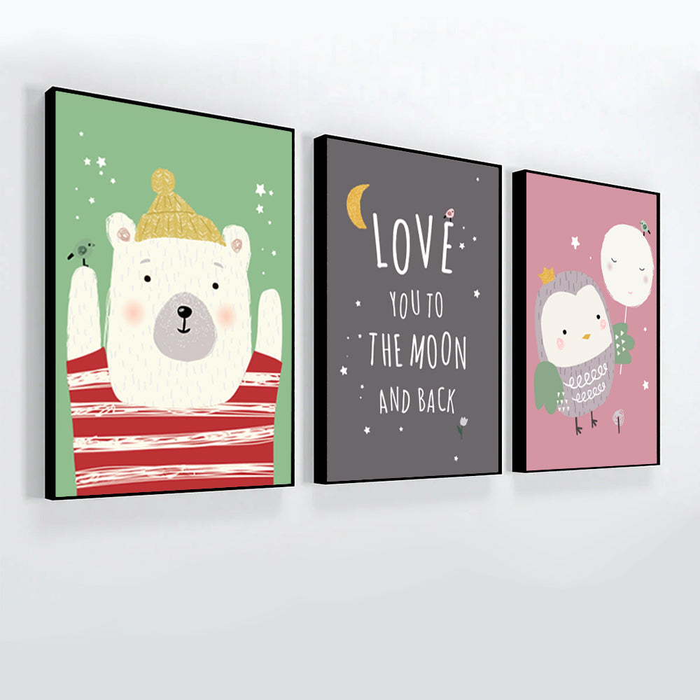 Baby Bear &amp; Owl Kids Room Wall Frame Set of 3 Secondary image