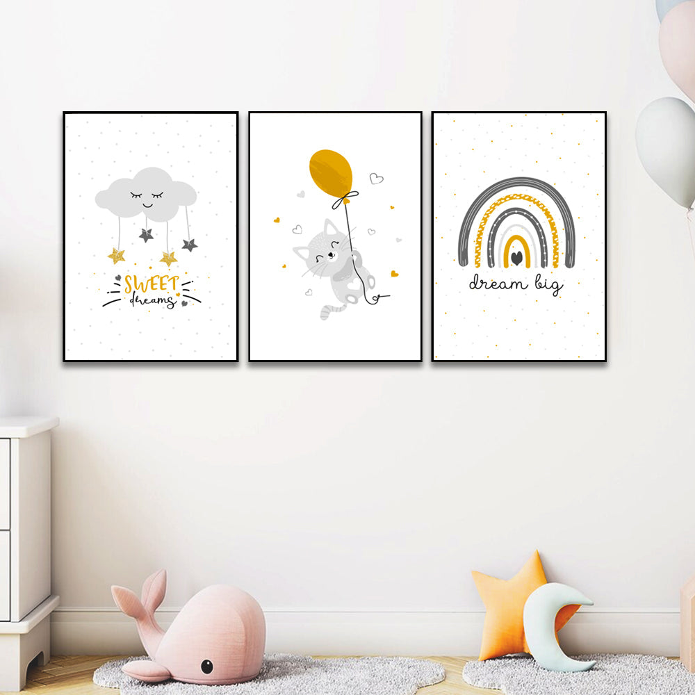 Baby Boy Sun And Rainbow. Baby Boy Room Wall Art Frame Set Of 3 Main image
