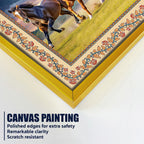 Seven Horses Running Floral Border Canvas Wall Painting