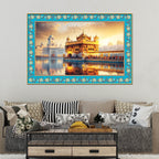 Sri Harmandir Sahib Gurdwara Floral Border Canvas Wall Painting