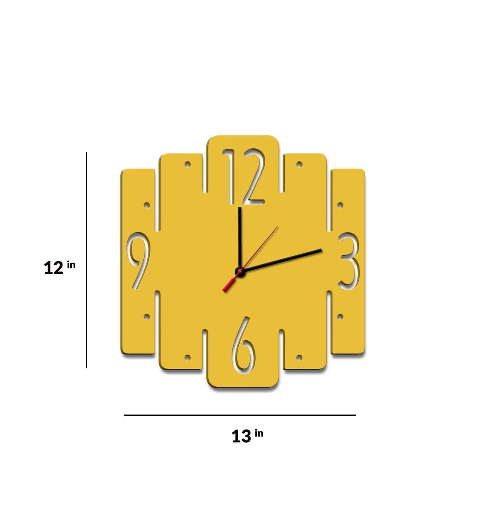 Yellow MDF Zig Zag Modern Wall Clock