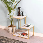 3-Tier Modern Side Table with Storage Shelf with Golden Metal Finish